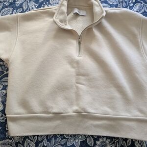 TNA Cream Quarter-Zip Pullover Sweater